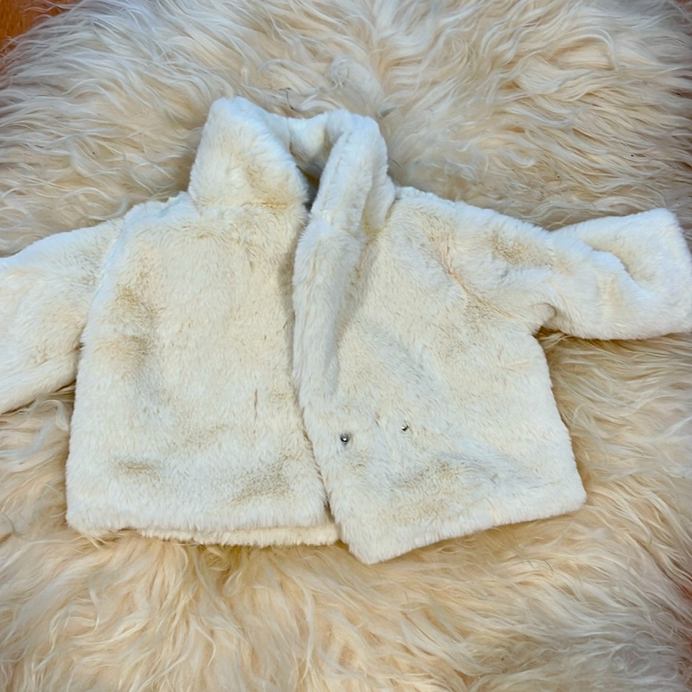 Cat&Jack Cream Faux Fur Winter Coat 0-3m
